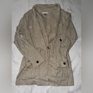 Christopher & Banks Black Striped Trench Coat